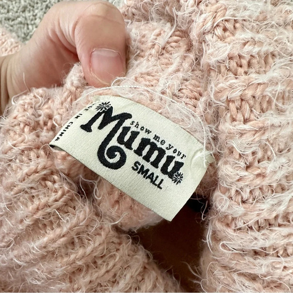 Show Me Your Mumu Fatima Turtleneck Sweater Fuzzy Pink Knit Wool Blend Size S - Picture 13 of 16